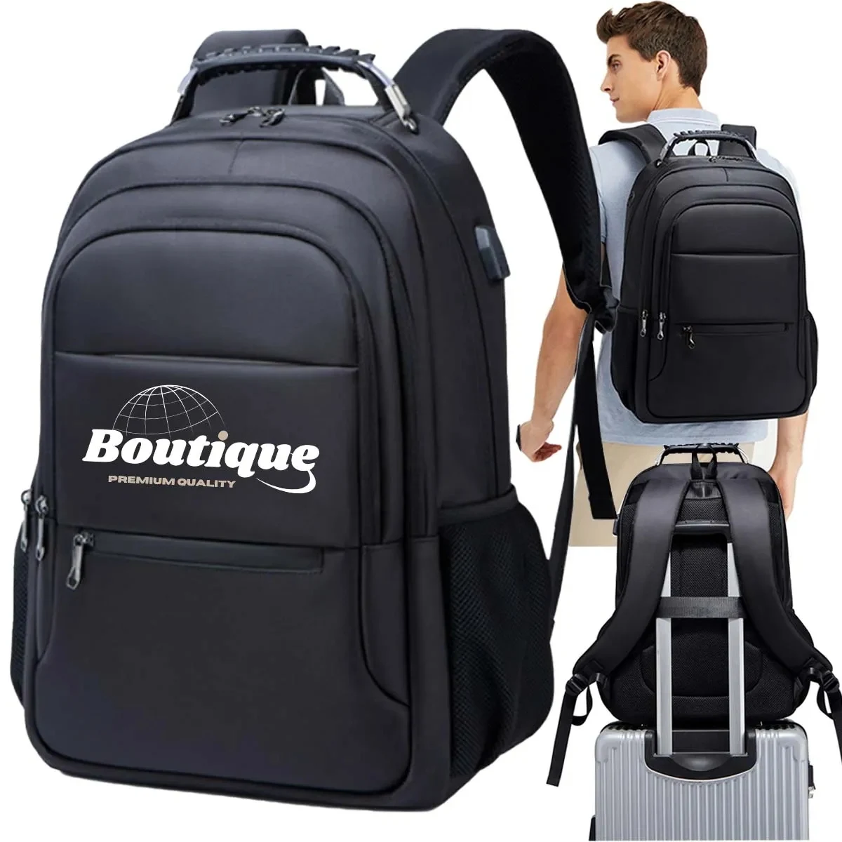 17 Inch Large Capacity Laptop Backpack w/ USB Charging Port 1