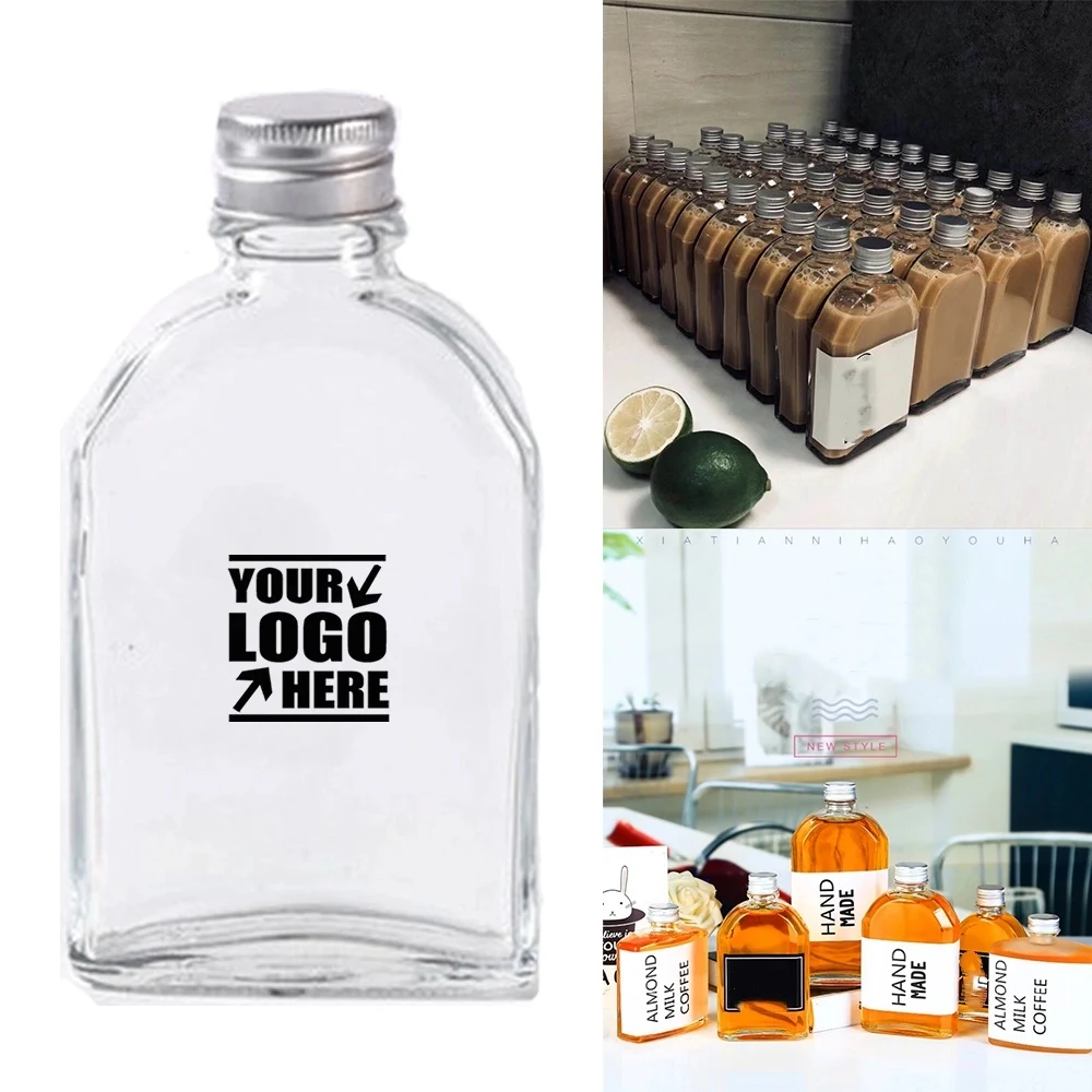 Flat Glass Bottle With Aluminum Lid 1