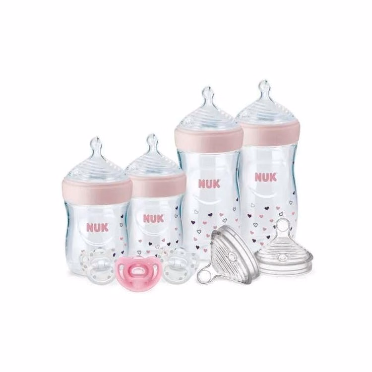 NUK Simply Natural Bottles - 9pc Pink Hearts