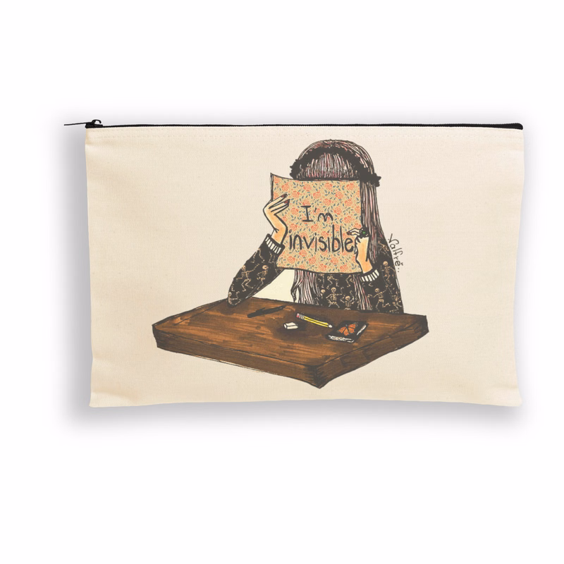 Canvas Dottie Pouch with Black Zipper