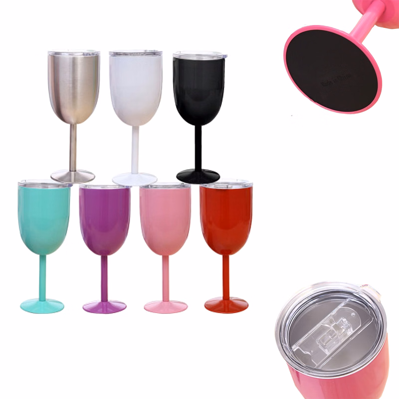 10oz Double Wall Insulated Metal Goblet Wine Tumbler