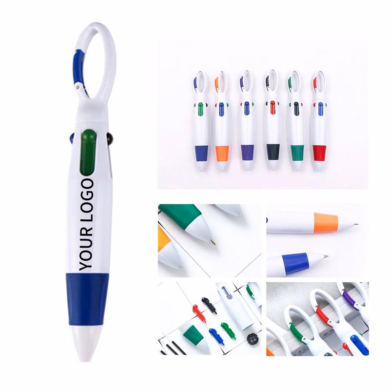 Plastic Keychain Four Ink Button Pen