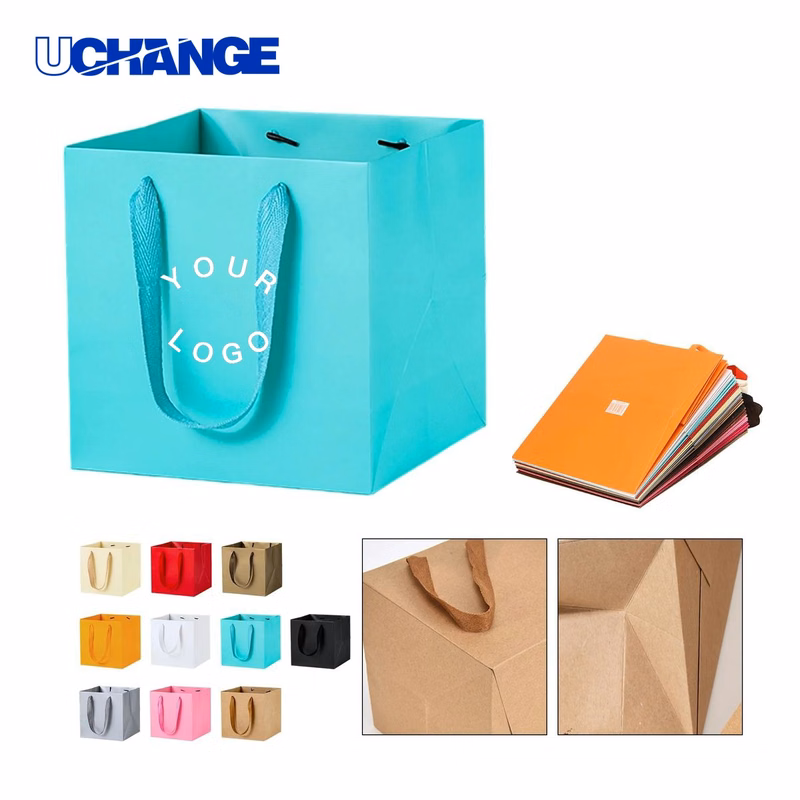 Small Kraft Paper Tote Bag Carrier with Cotton Twill Handles