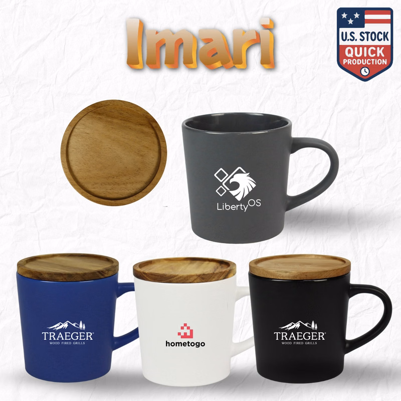 Imari Ceramic Mug with Dual-Function Lid/Coaster