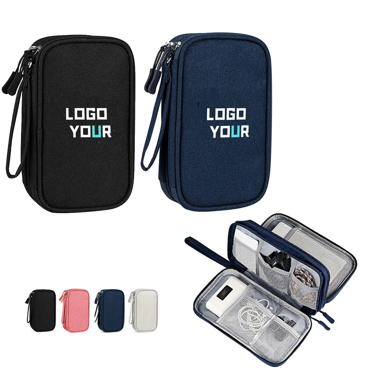 Portable Double Layer Digital Accessories Storage Bag 1