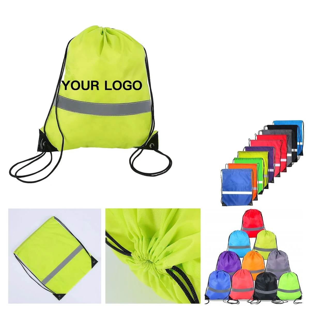 High Visibility Drawstring Backpack for Night Safety 1