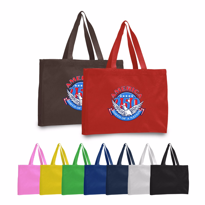 12 oz. Canvas Gusset Tote Bag /w web handles_R107BT