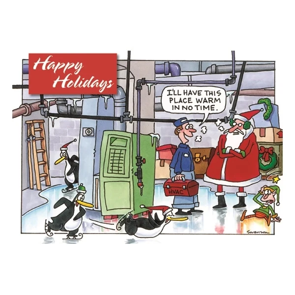 Warm in No Time Humorous Holiday Greeting Card 1