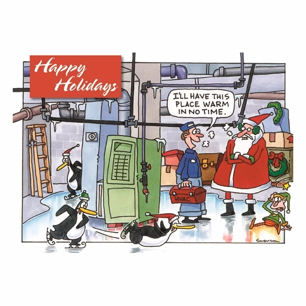 Warm in No Time Humorous  Holiday Greeting Card