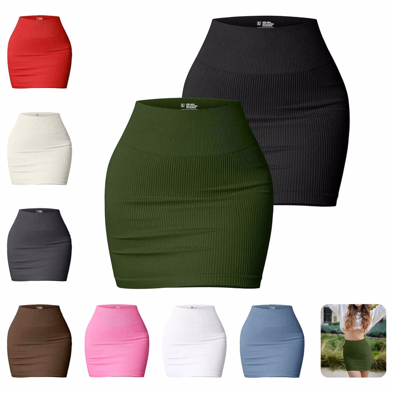 Women's Stretchy Ribbed Mini Skirt