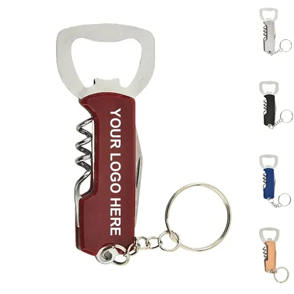 Custom Stainless Steel 5-in-1 Bottle Opener Keychain — Bar & Hospitality Tool 1