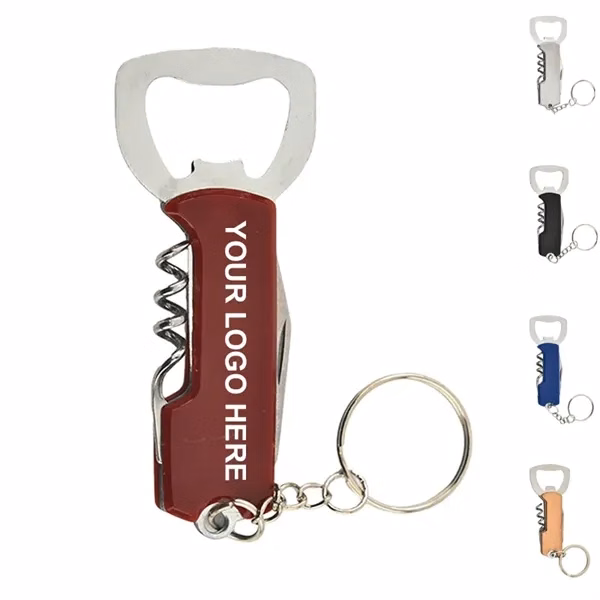 Custom Stainless Steel 5-in-1 Bottle Opener Keychain — Bar & Hospitality Tool