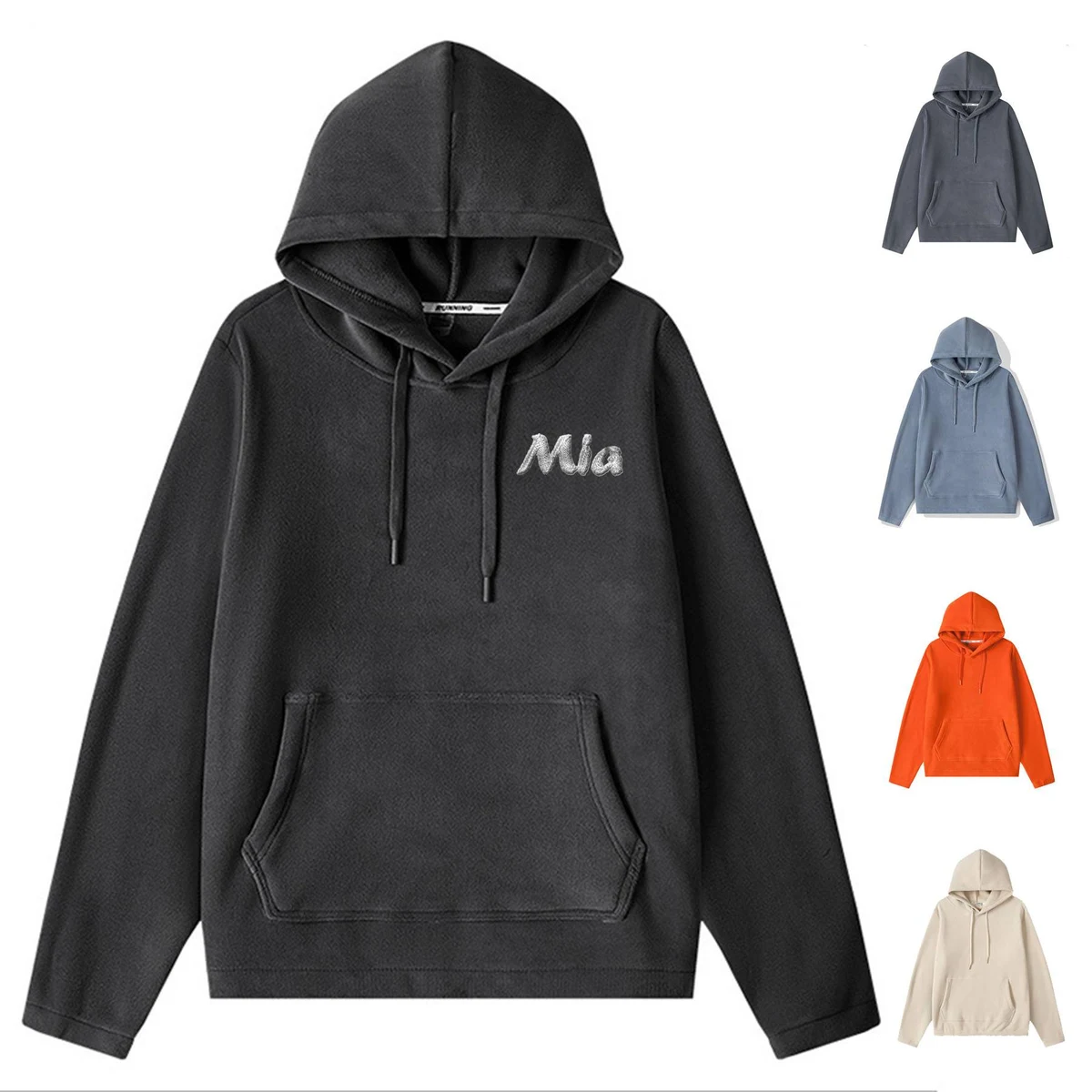 Polyester microfleece hooded front pocket hoodie, custom hoodie or sweatshirt with logo imprint 1