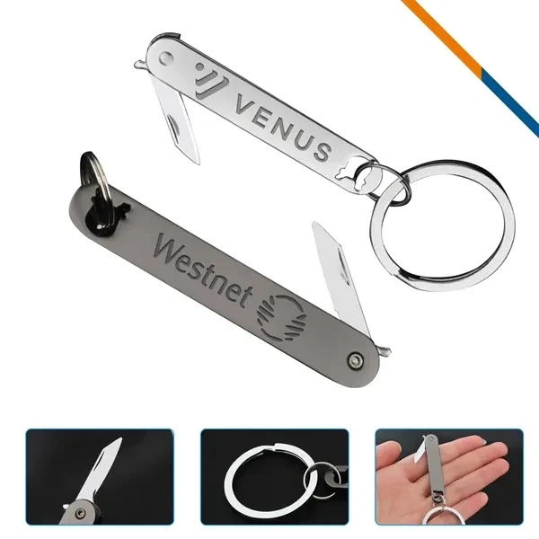 Custom Canvas Foldable Knife Keychain with Cutting Blade — Utility Promo Essential 1