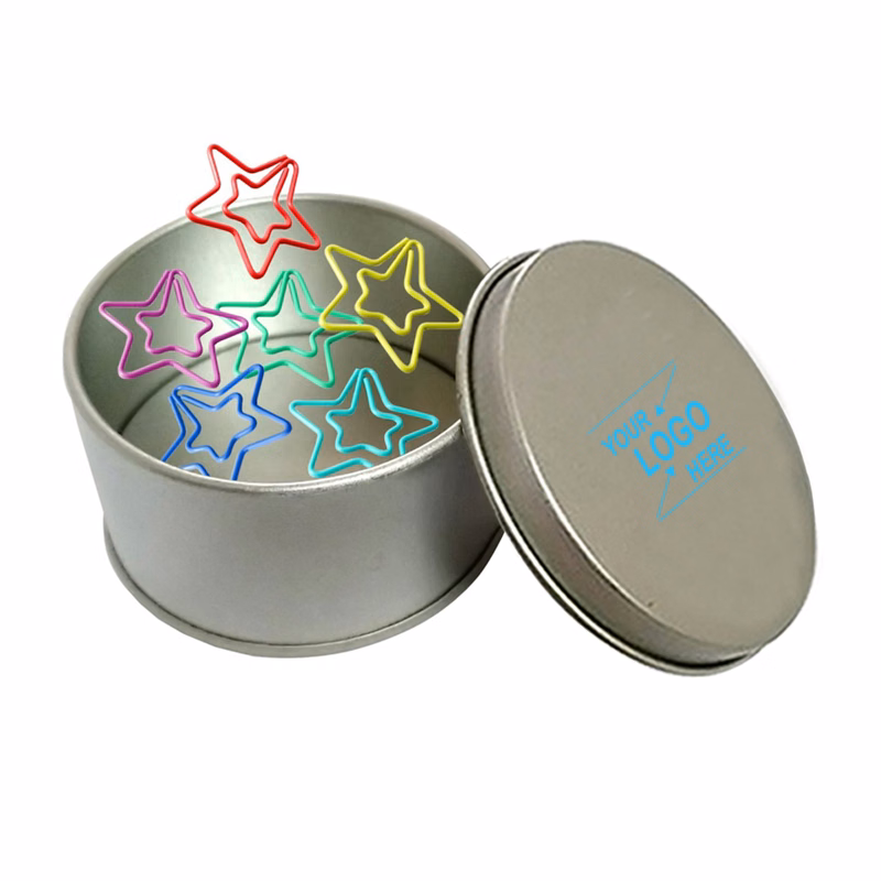 Star Shaped Paper Clips w/Tin Container
