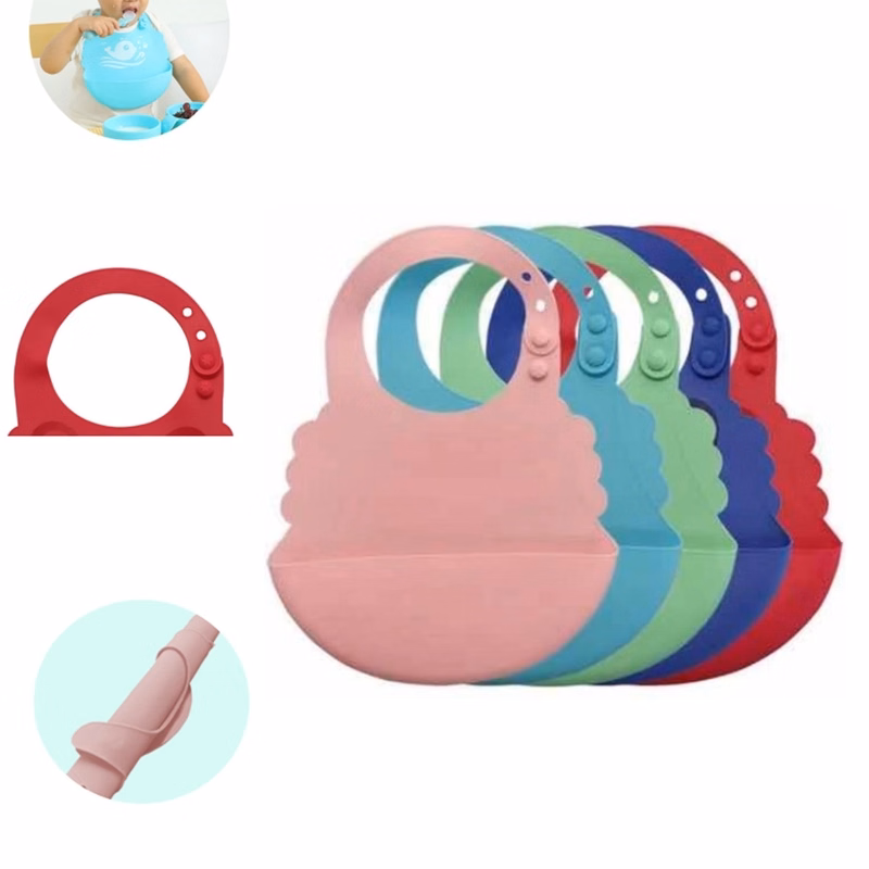 Foldable Silicone Children's Dining Bib MOQ 50PCS