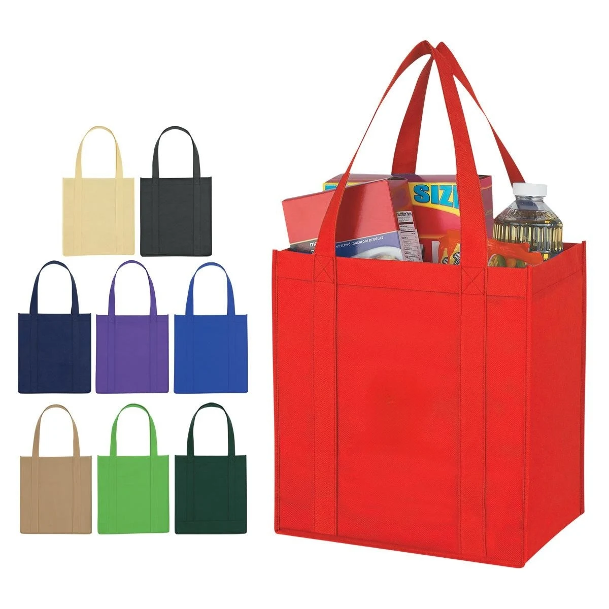 Non-Woven Grocery Tote Bag W/ Bottom Insert (13" W x 15" H x 10" G) 1
