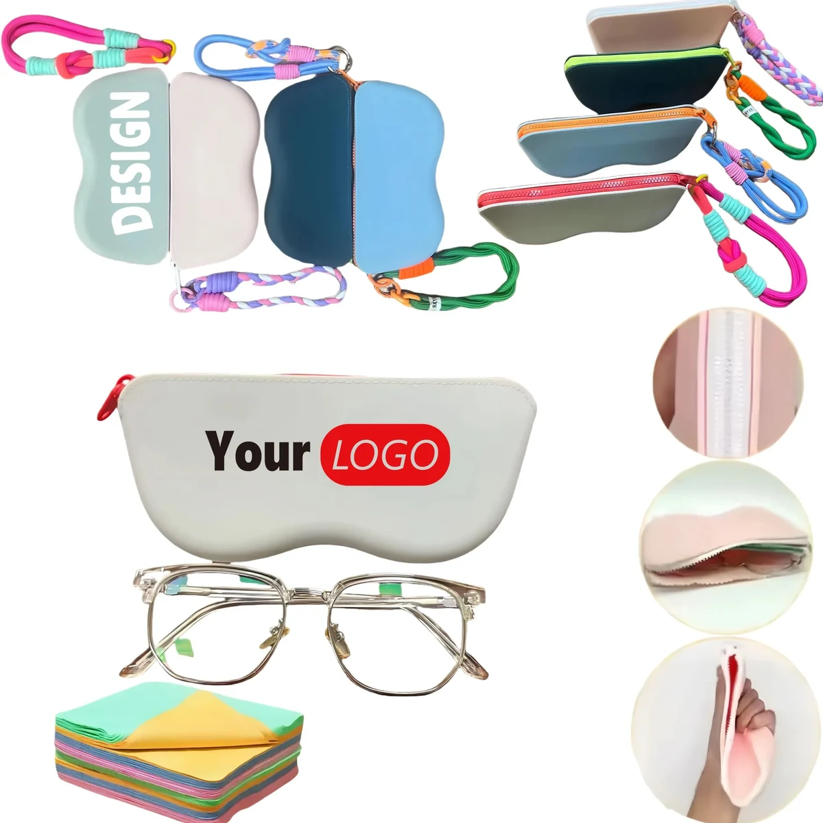Trendy Color Block Eyeglasses Pouch Portable Travel Case 1