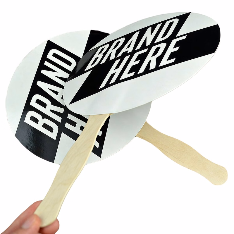 Die Cut Wooden Handle Fan