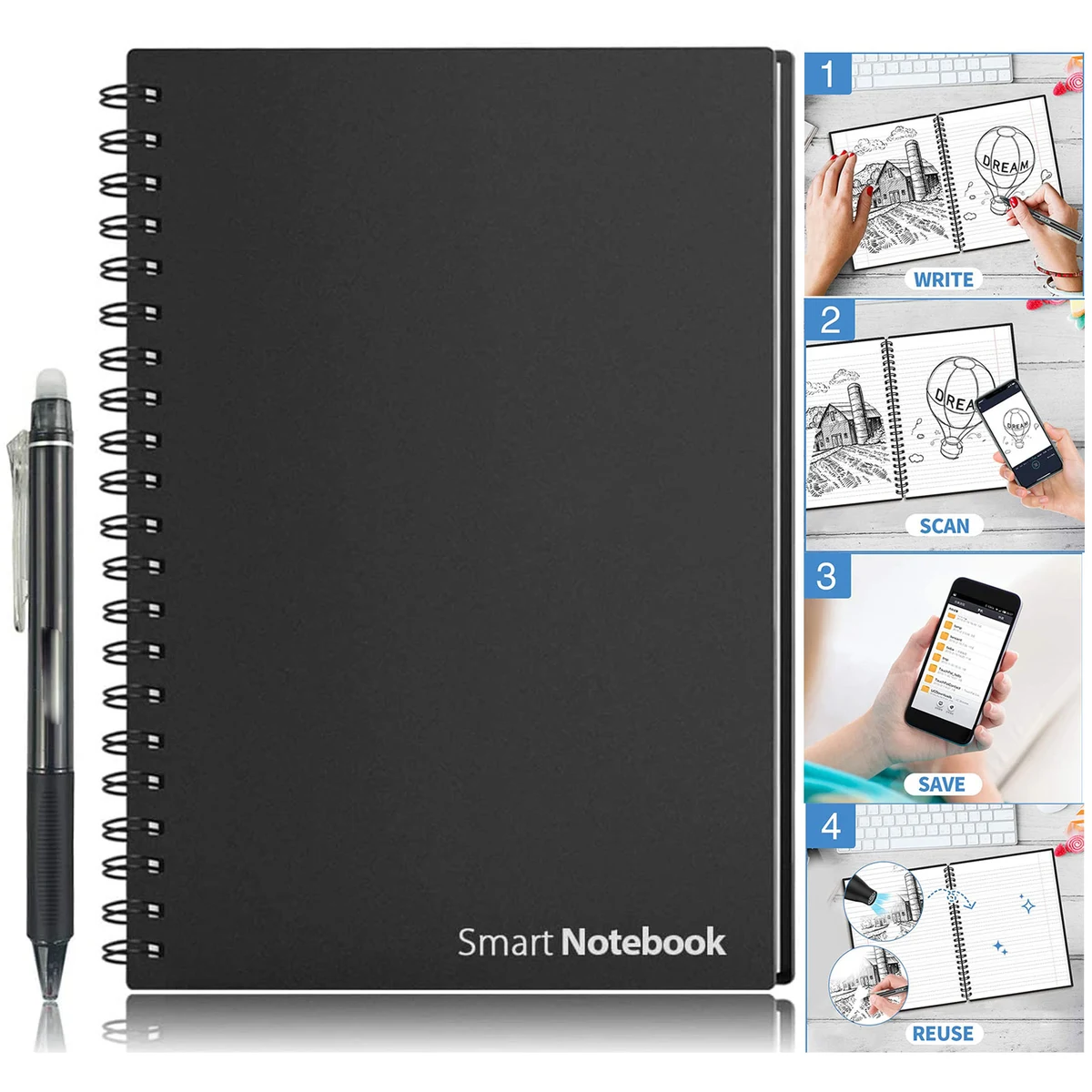 A4 8.7 X 11.22 20 Sheets Inches Reusable Smart Notebook 1