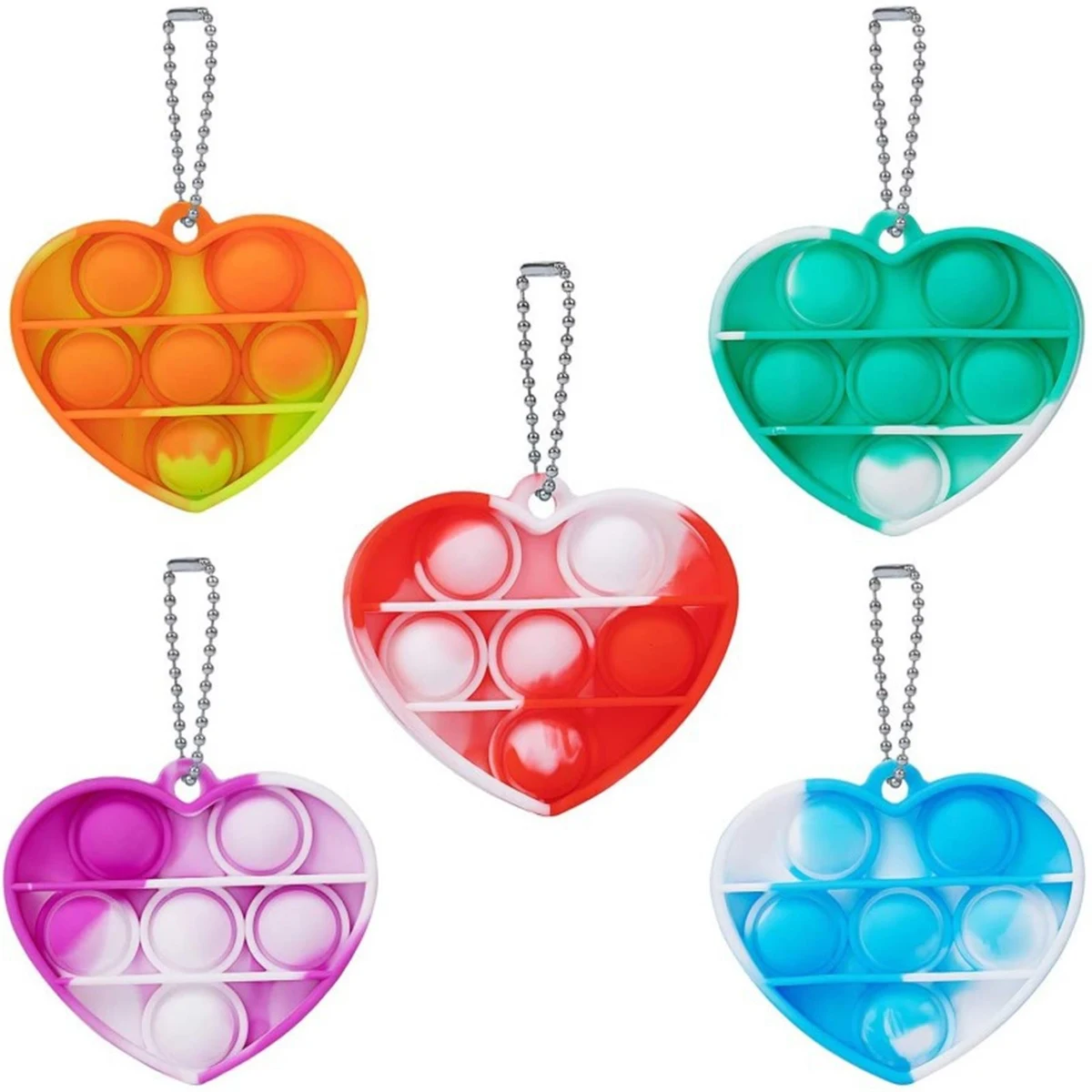 Heart-shaped Bubble Sensory Fidget Toy Keychain 1