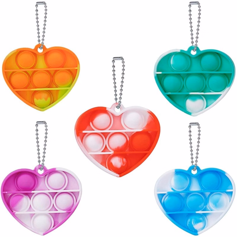 Heart-shaped Bubble Sensory Fidget Toy Keychain