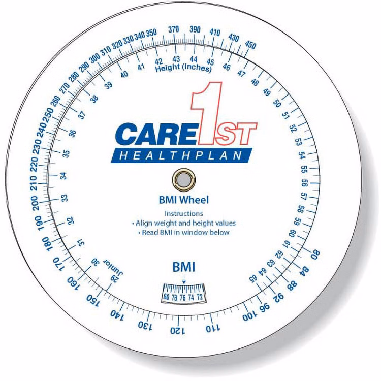 3 Wheel Body Mass Index Calculator (20-300 lb/9-136 kg), Spot Colours
