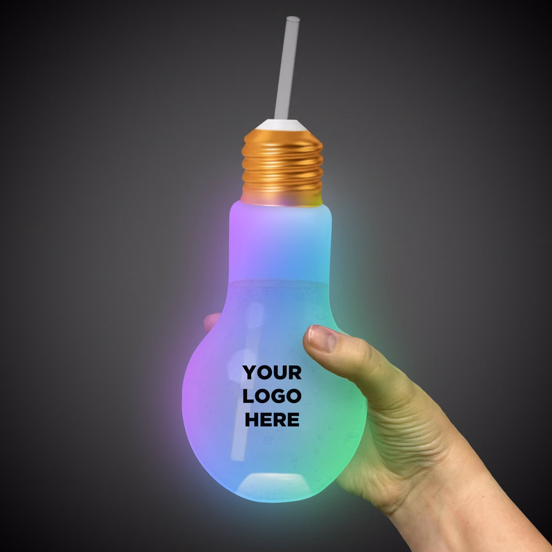 16oz LED Light Bulb Cup with Straw