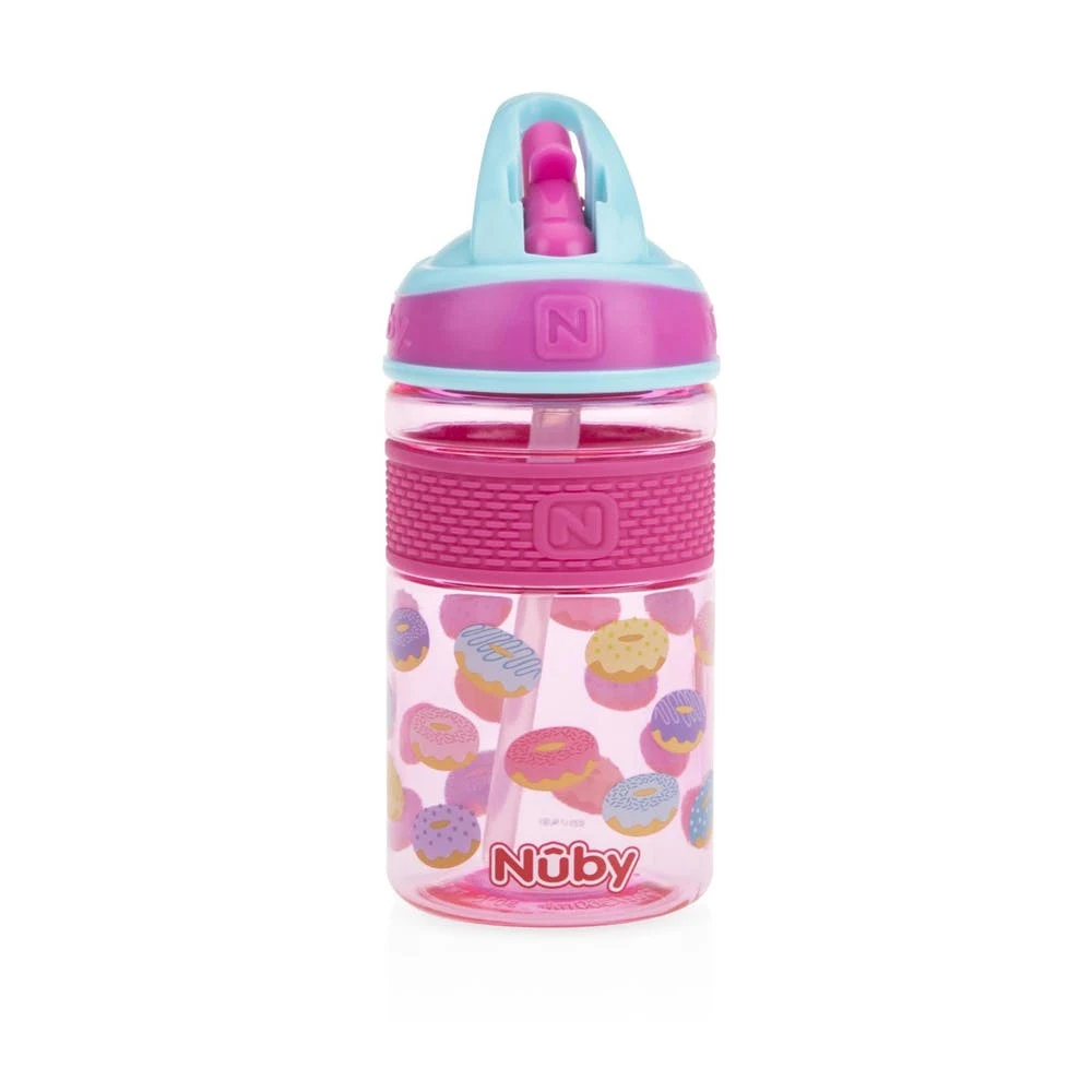 Nuby Freestyle Hard Straw Cups - Pink Donuts 12 oz 1
