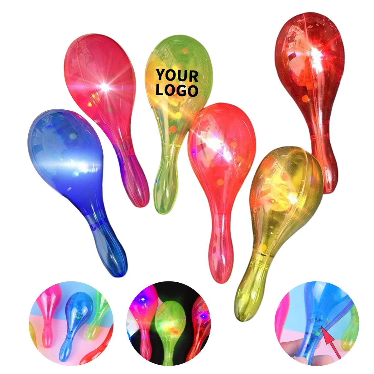 Light Up Glitter Maraca 7" 1