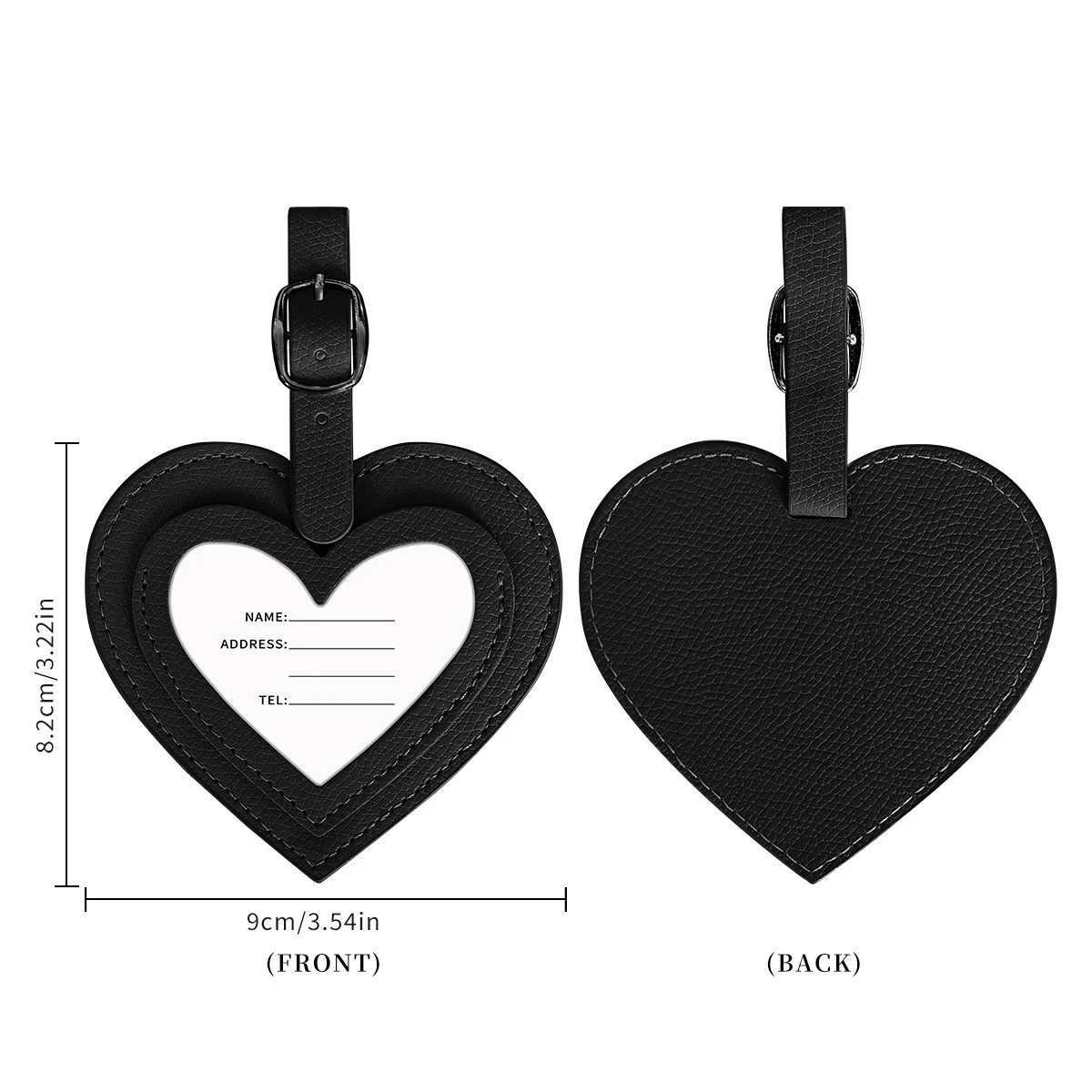 Heart-Shaped Vegan Leather Luggage Tag 1