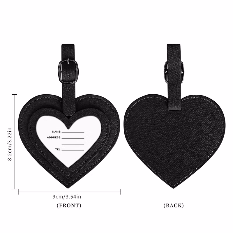 Heart-Shaped Vegan Leather Luggage Tag