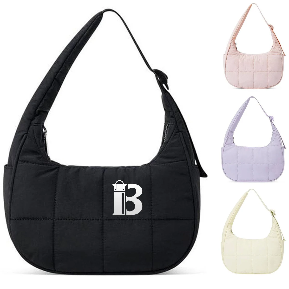 Quilted Puffer Nylon Adjustable Strap Shoulder Bag 1