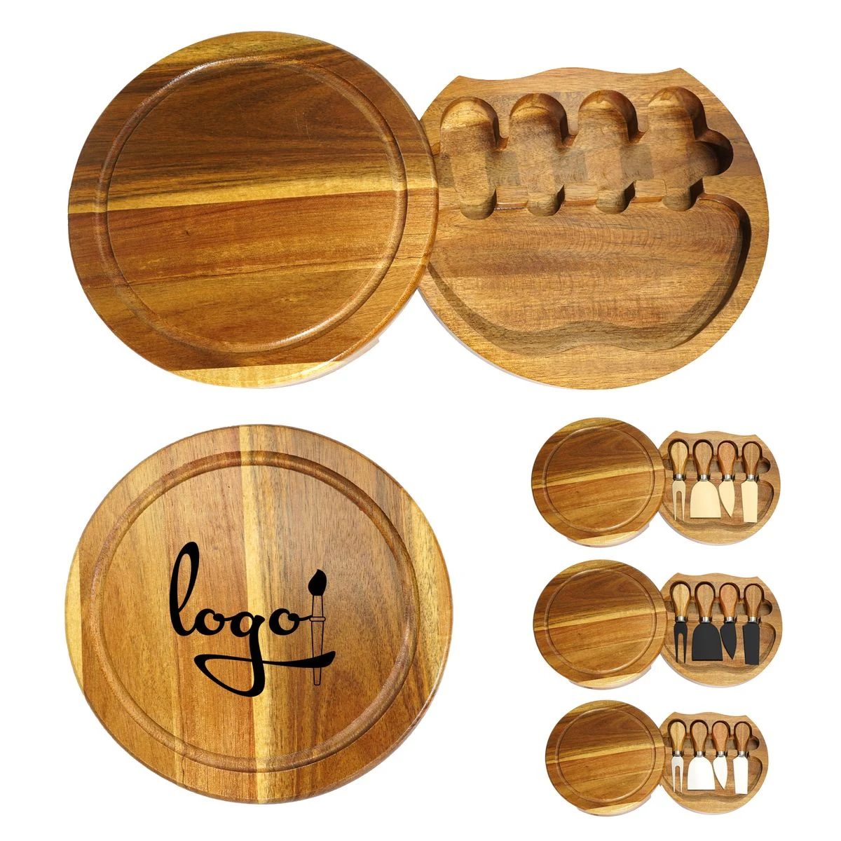 Acacia Brie Cheese Board and Knife Set 1