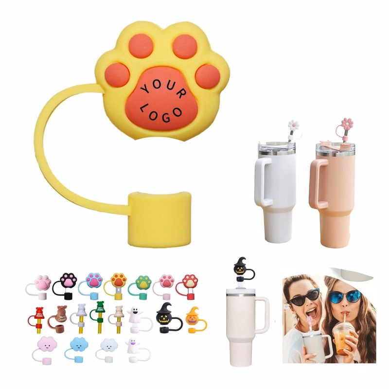 Food-Grade Silicone Straw Covers 1.97 inches with Custom Logo Imprint