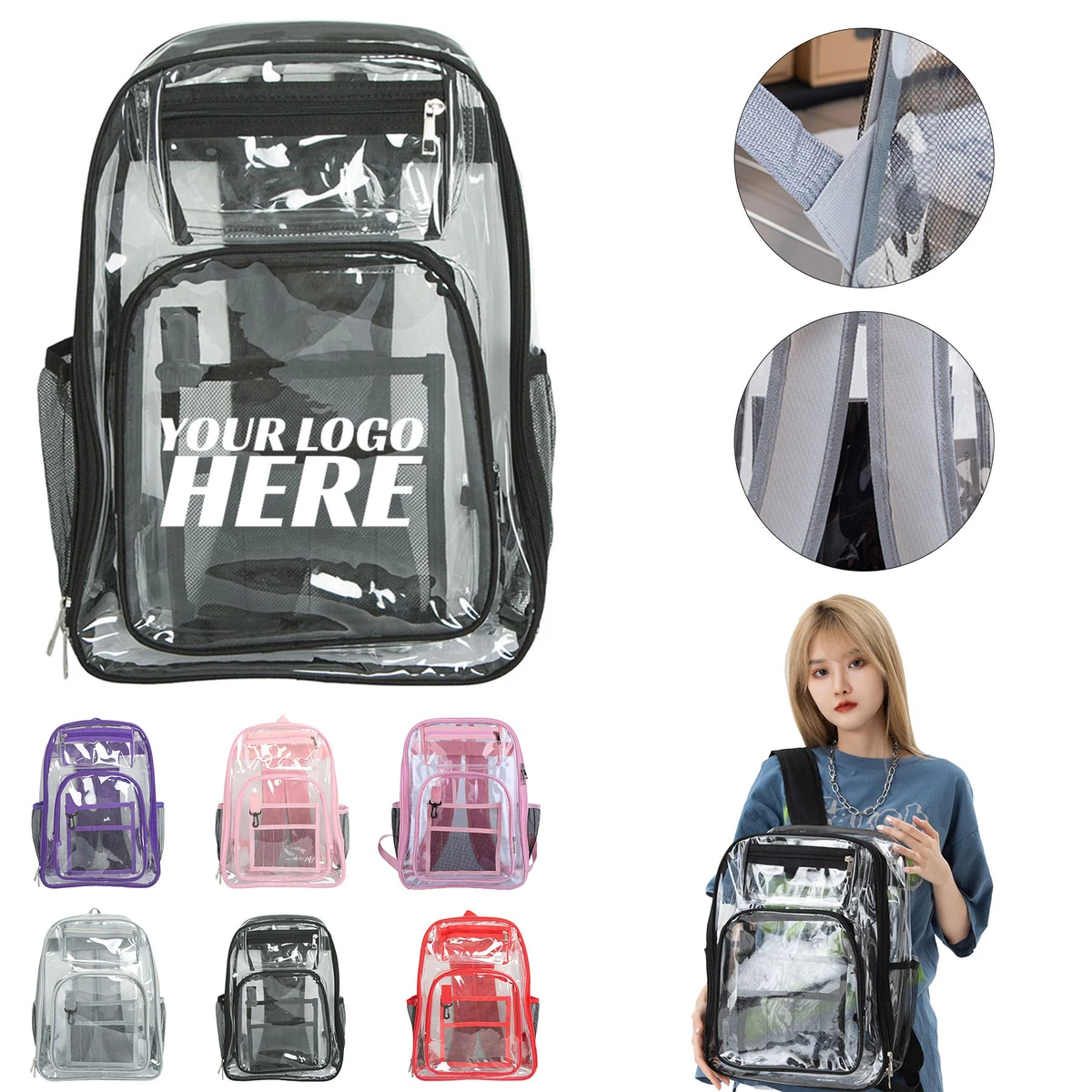 Clear PVC Mesh Pocket Backpack 1