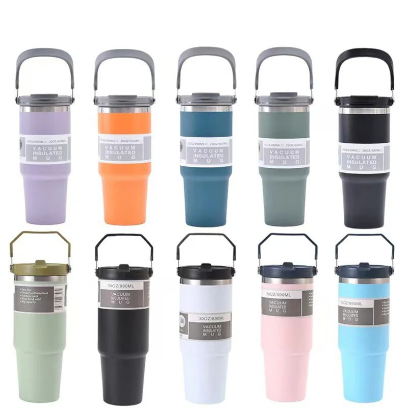 30oz Water Bottle with Handle and Straw Lid 1