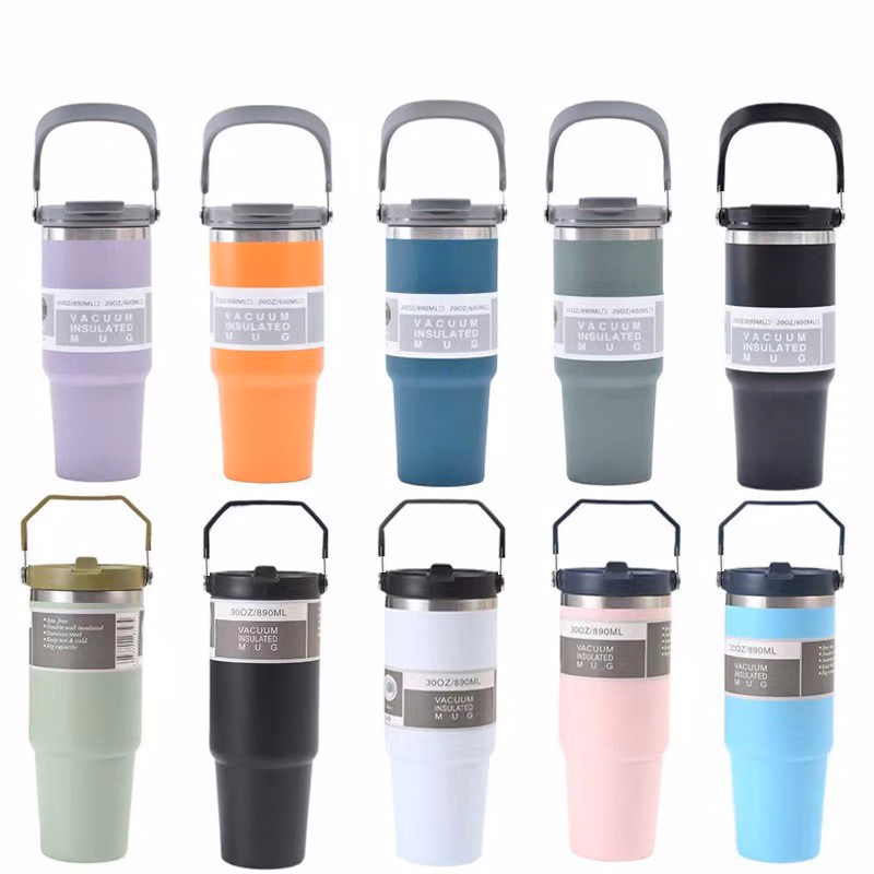 30oz Water Bottle with Handle and Straw Lid