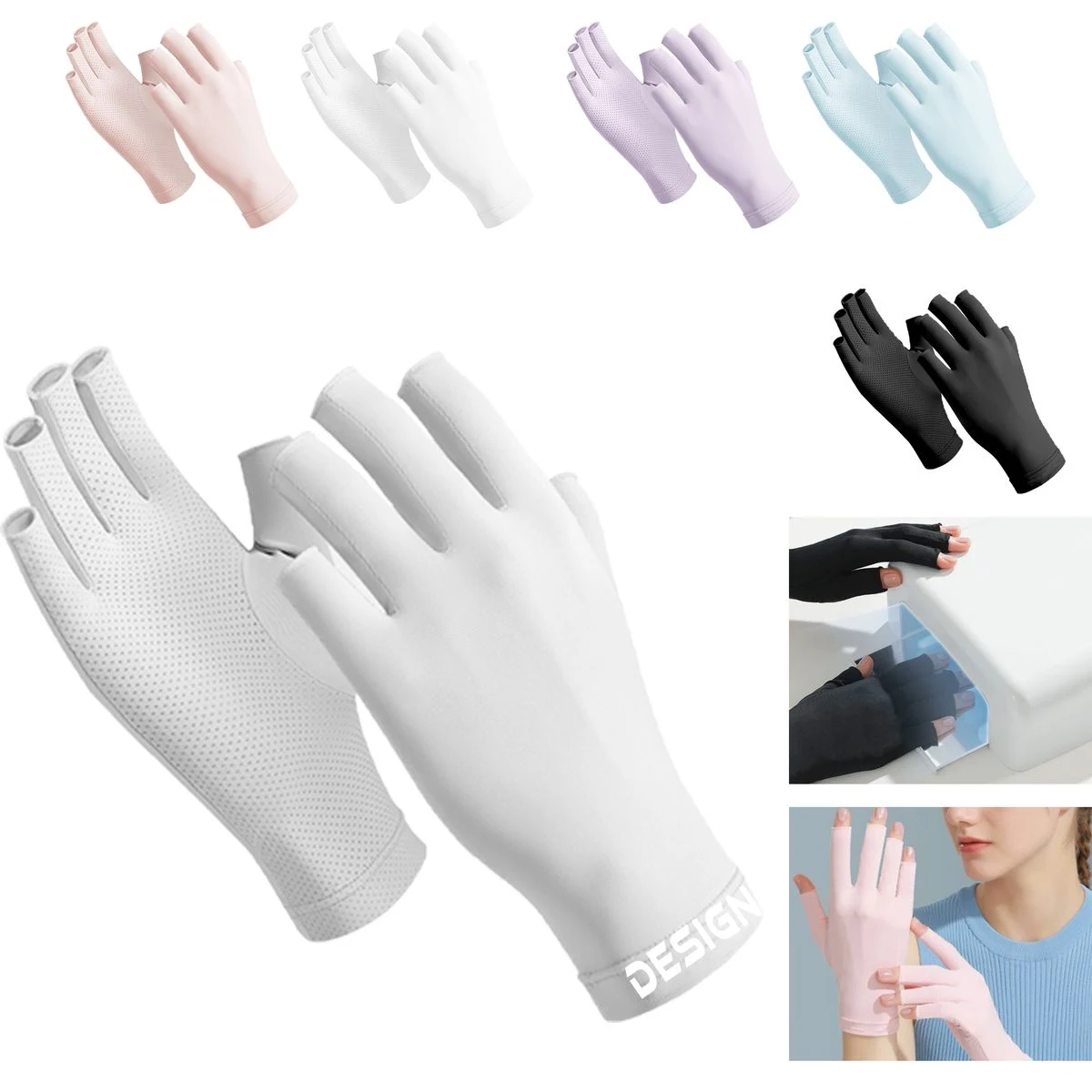 Breathable Sunscreen Half-Finger Manicure Gloves 1