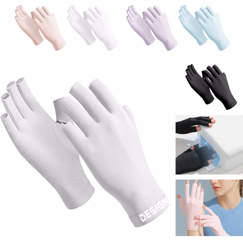 Breathable Sunscreen Half-Finger Manicure Gloves