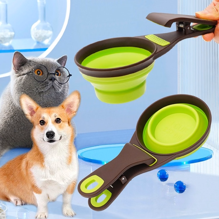 Pet Folded Scoop Dog Cat Sealing Clip Cup