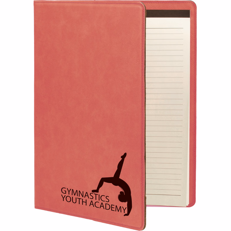 9 1/2" x 12" Pink Leatherette Portfolio with Notepad