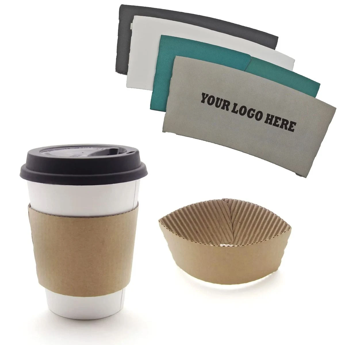 Heat Insulation Corrugated Kraft Coffee Cup Sleeves 1