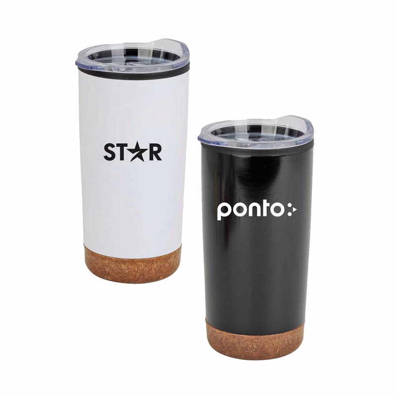20oz Stainless Steel PP cork Base Tumbler with clear sipping lid