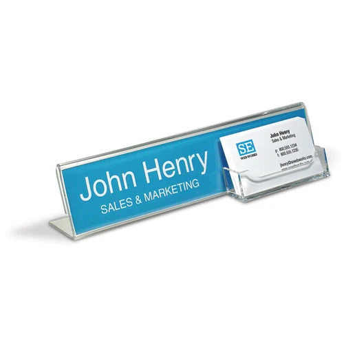 Acrylic Name Holder with Business Card Pocket 1