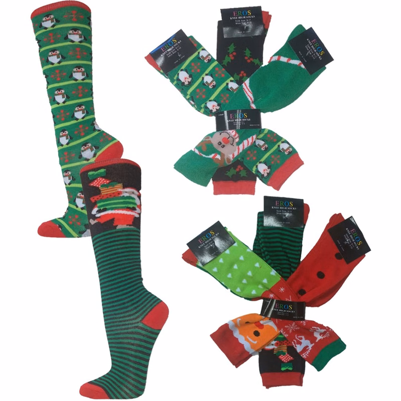 Women's Knee High Socks - Christmas Prints Size 9-11