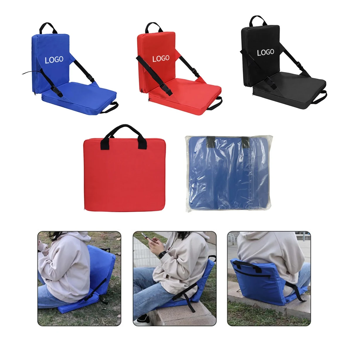 Foldable Stadium Cushion With Back Support 1
