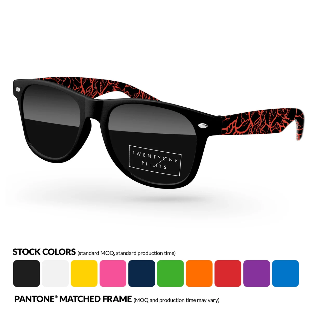 Retro Sunglasses w/ Lens Imprint & Full Color Arms Sublimation Wrap 1