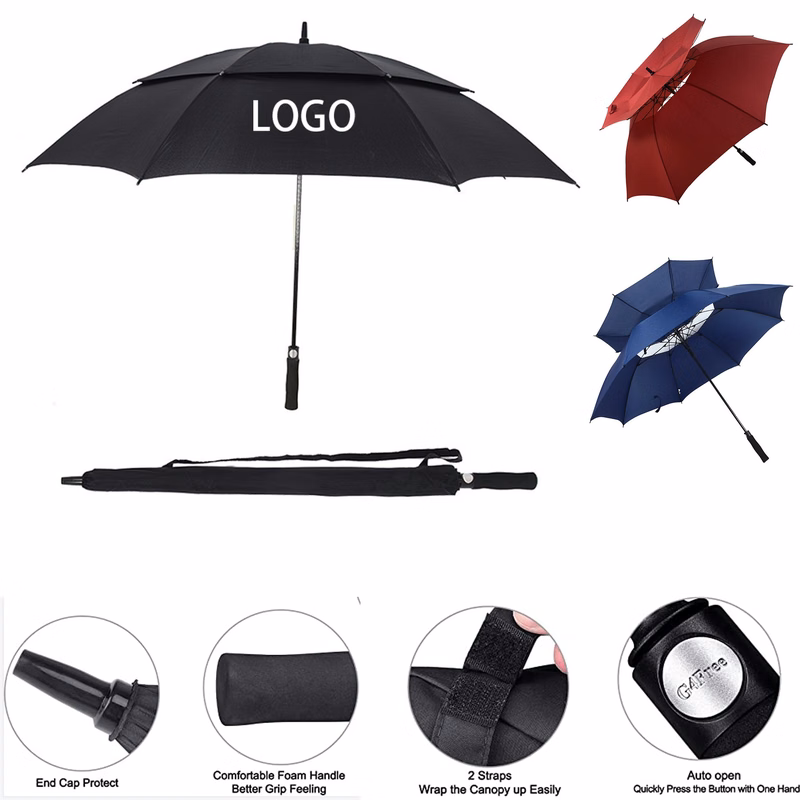 Double Canopy Vented Auto-Open Golf Umbrella