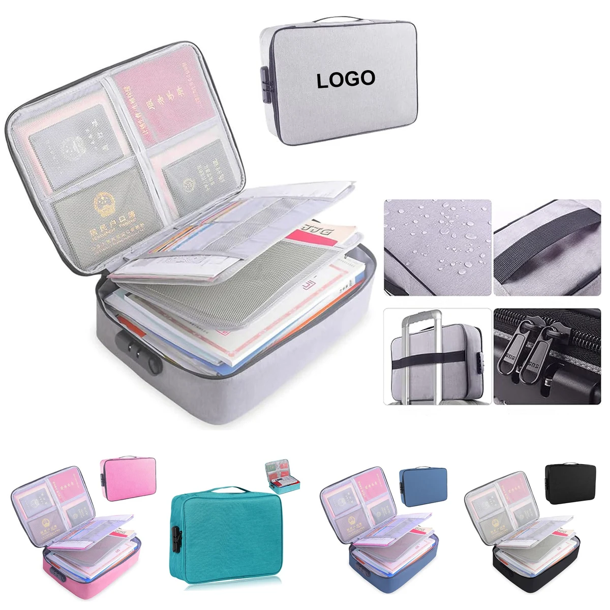Multi-Layer Storage Pouch Credential Document Organizer Bag 1